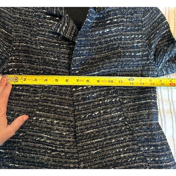 Daniela Corte Tweed Blazer Jacket Navy Grey Silver Size 38 XS - Picture 6 of 7